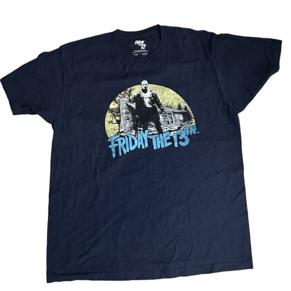 Friday The 13th Horror Graphic T-Shirt Navy Blue Large - Picture 1 of 4